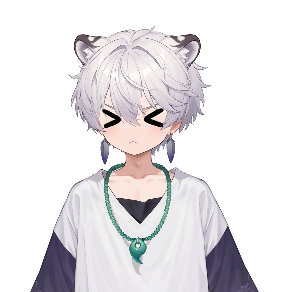 【live2d汎用モデル】銀髪の雪豹少年・VTS対応 | Snow Leopard Boy | Cute Silver Hair, Kemonomimi, Casual Style