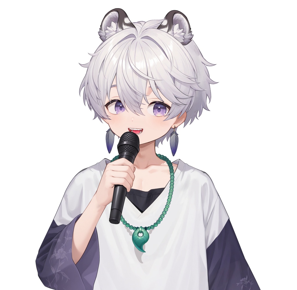 【live2d汎用モデル】銀髪の雪豹少年・VTS対応 | Snow Leopard Boy | Cute Silver Hair, Kemonomimi, Casual Style