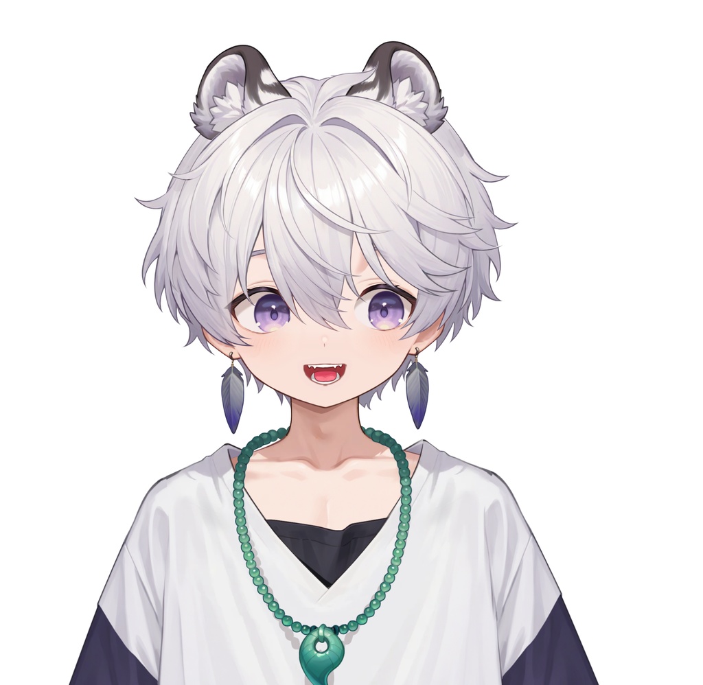 【live2d汎用モデル】銀髪の雪豹少年・VTS対応 | Snow Leopard Boy | Cute Silver Hair, Kemonomimi, Casual Style