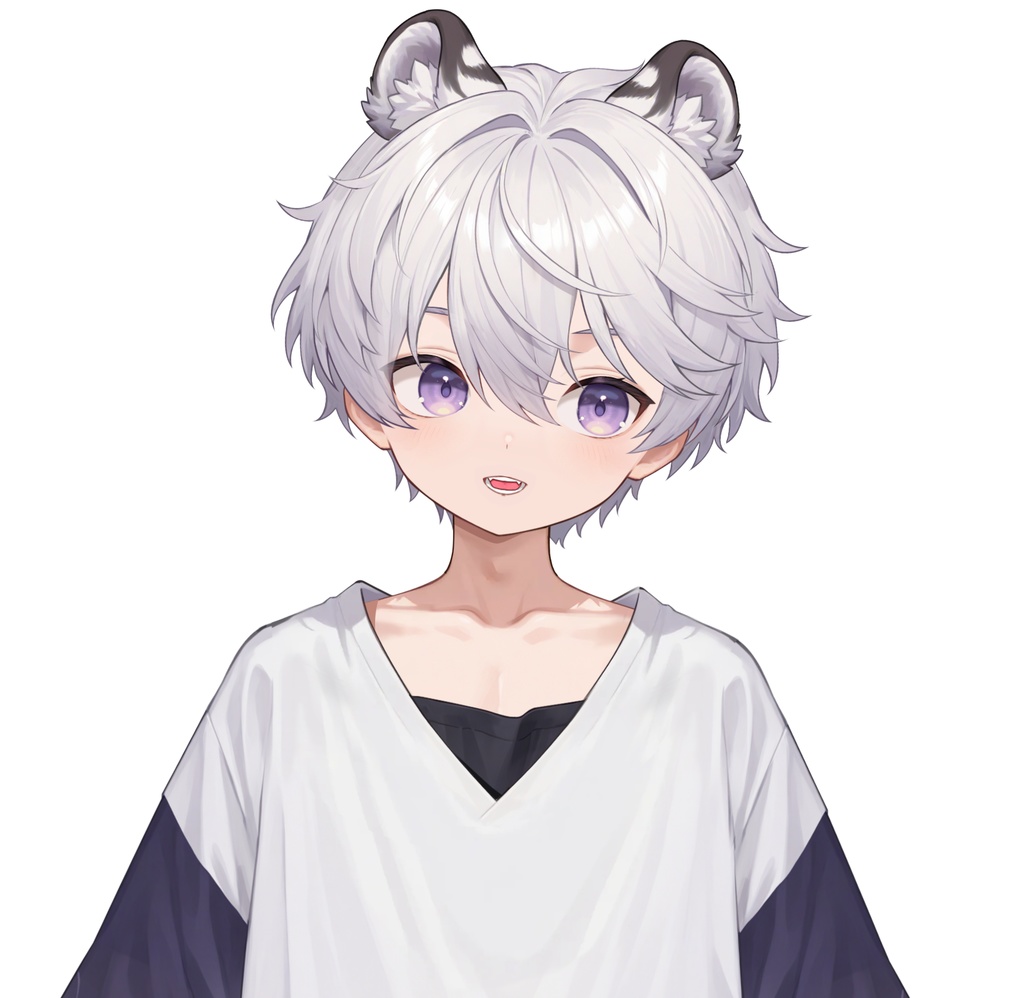 【live2d汎用モデル】銀髪の雪豹少年・VTS対応 | Snow Leopard Boy | Cute Silver Hair, Kemonomimi, Casual Style