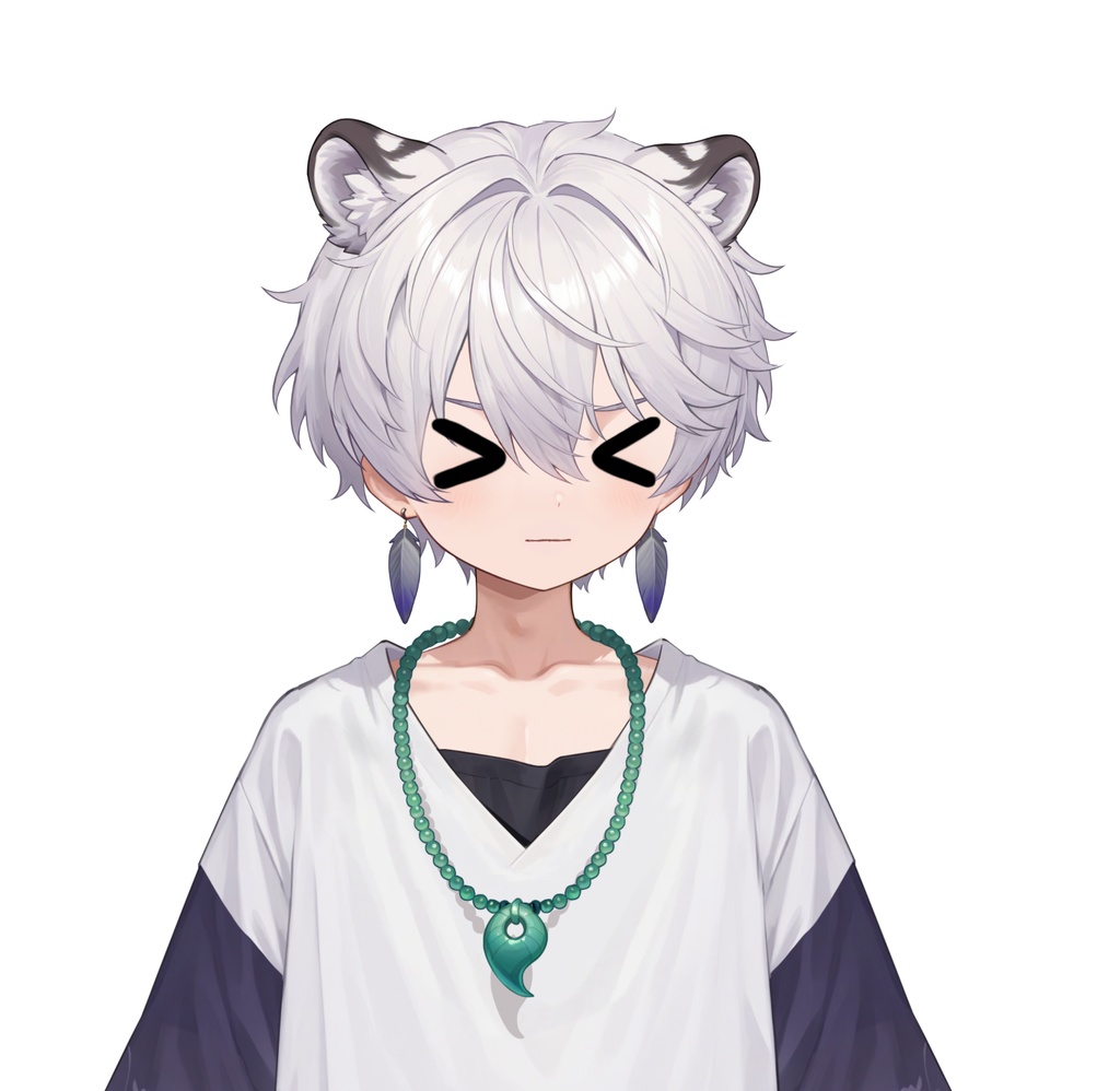 【live2d汎用モデル】銀髪の雪豹少年・VTS対応 | Snow Leopard Boy | Cute Silver Hair, Kemonomimi, Casual Style