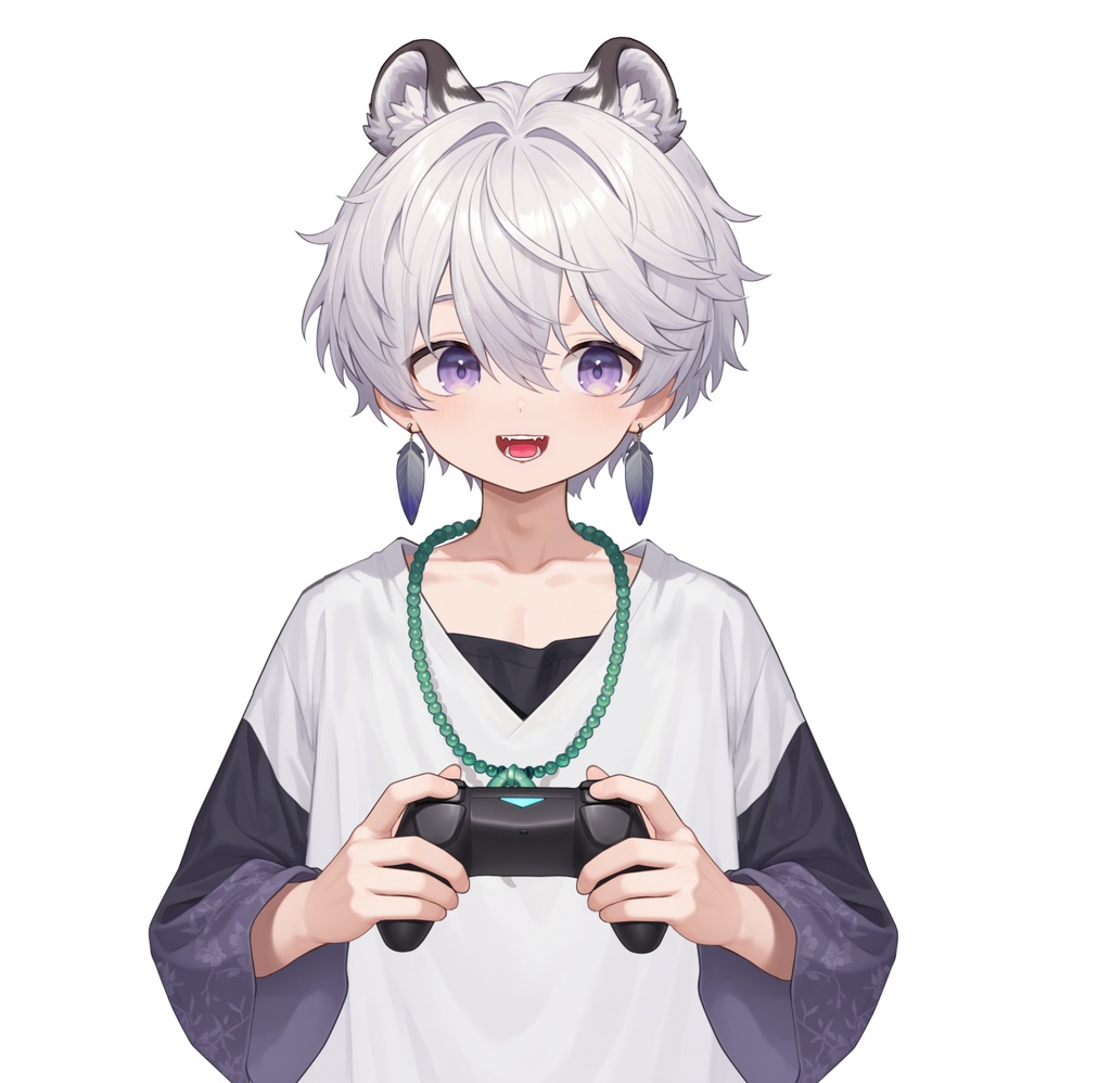 【live2d汎用モデル】銀髪の雪豹少年・VTS対応 | Snow Leopard Boy | Cute Silver Hair, Kemonomimi, Casual Style