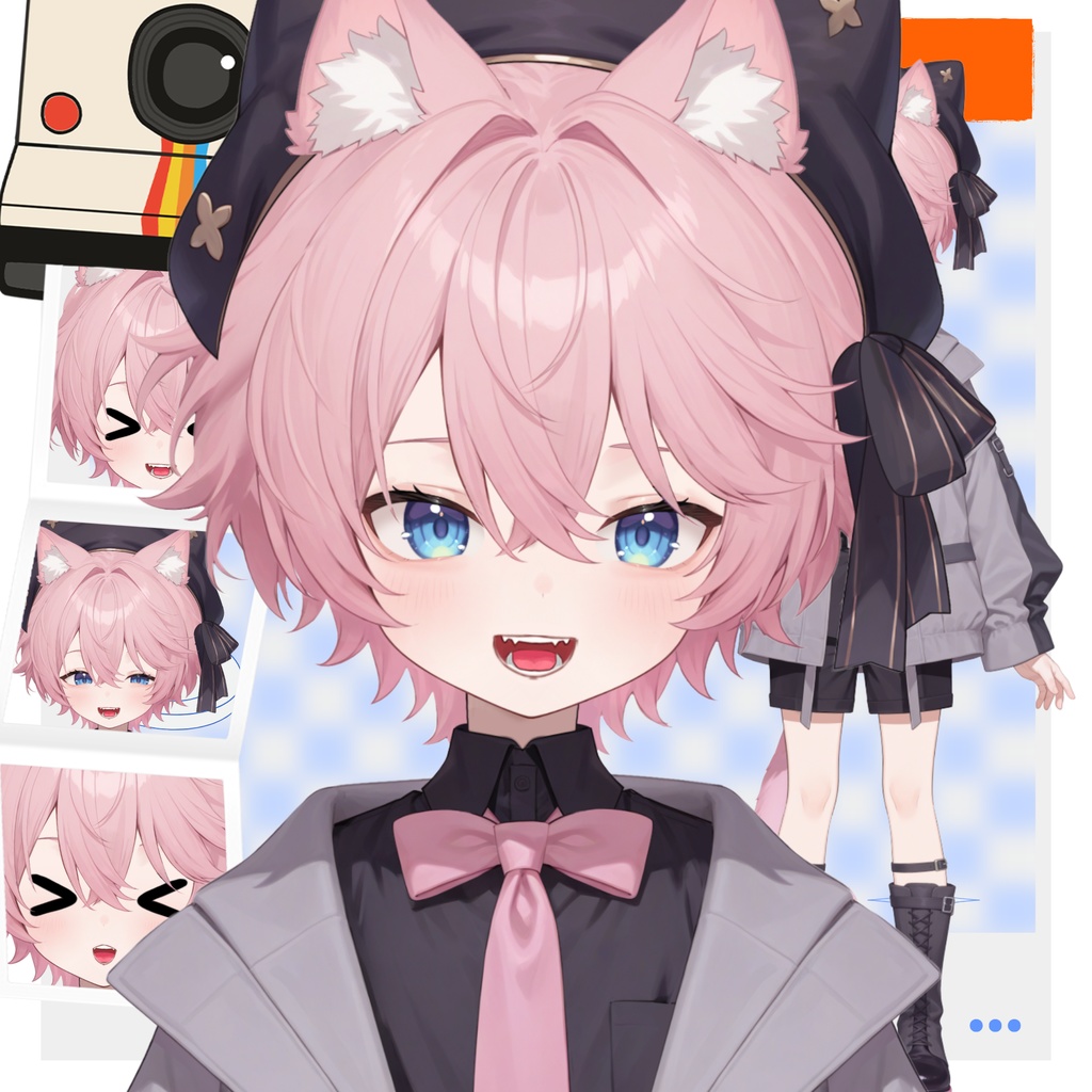 【live2d汎用モデル】粉髪猫耳少年・正太・ベレー帽・多表情対応・VTS対応 | Pink-haired Cat Boy・Shota・Beret・Multi-expression Support・VTS Compatible