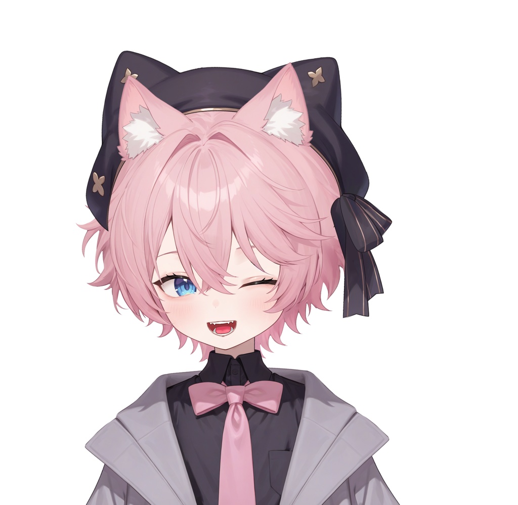 【live2d汎用モデル】粉髪猫耳少年・正太・ベレー帽・多表情対応・VTS対応 | Pink-haired Cat Boy・Shota・Beret・Multi-expression Support・VTS Compatible