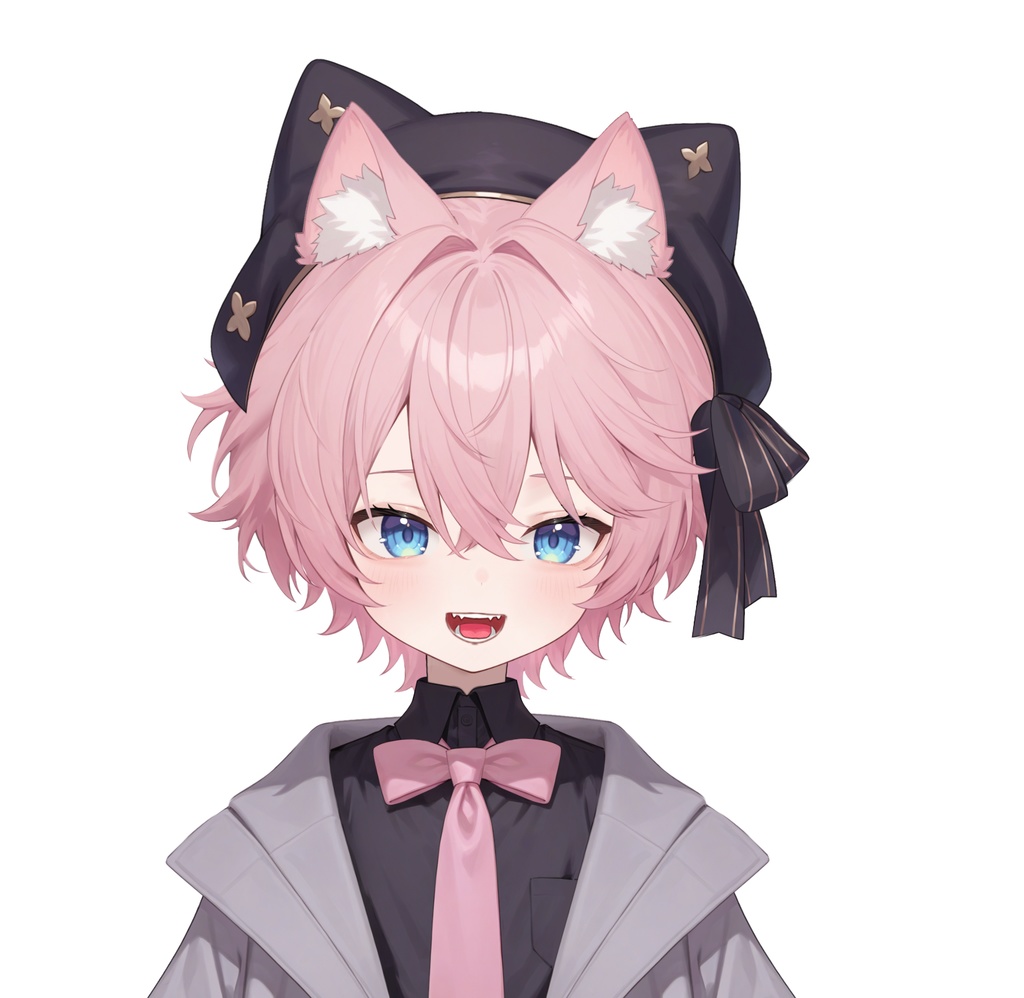 【live2d汎用モデル】粉髪猫耳少年・正太・ベレー帽・多表情対応・VTS対応 | Pink-haired Cat Boy・Shota・Beret・Multi-expression Support・VTS Compatible