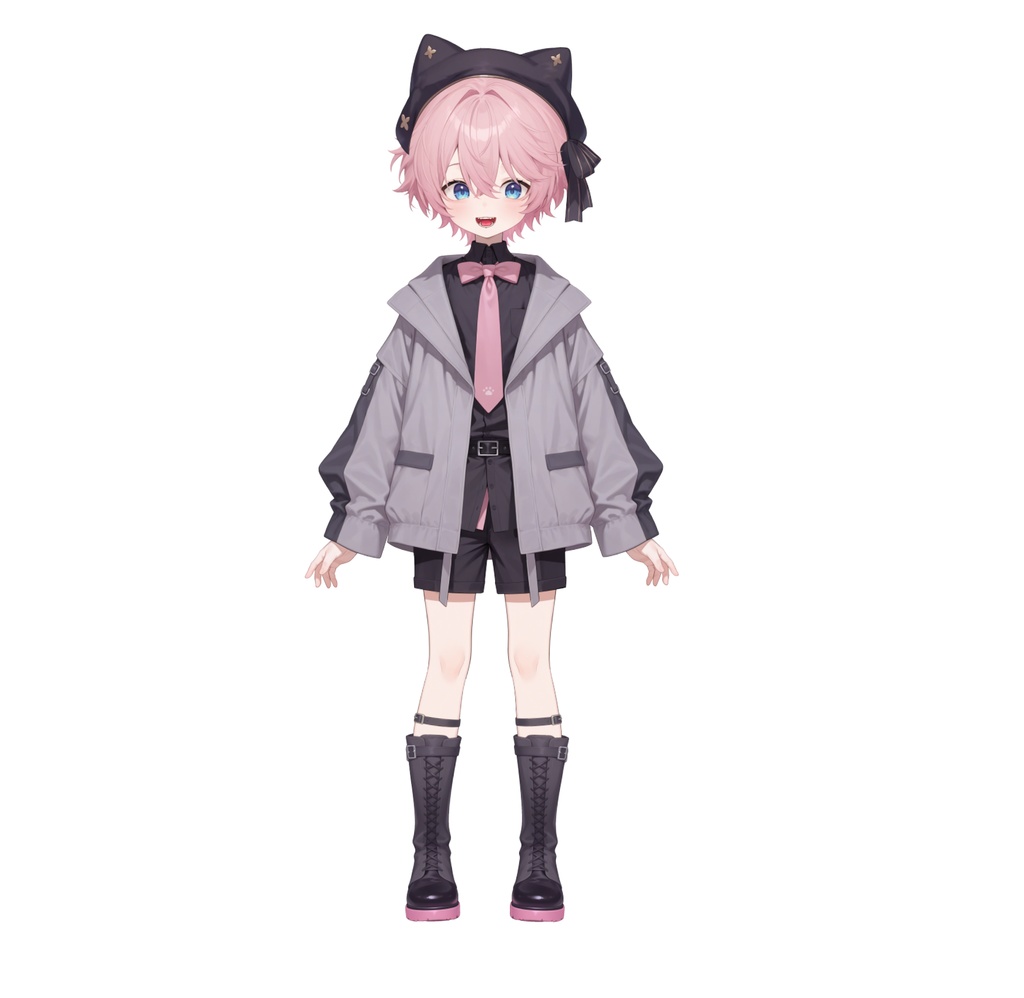 【live2d汎用モデル】粉髪猫耳少年・正太・ベレー帽・多表情対応・VTS対応 | Pink-haired Cat Boy・Shota・Beret・Multi-expression Support・VTS Compatible