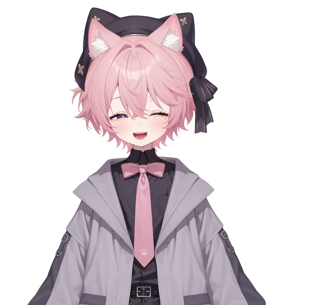 【live2d汎用モデル】粉髪猫耳少年・正太・ベレー帽・多表情対応・VTS対応 | Pink-haired Cat Boy・Shota・Beret・Multi-expression Support・VTS Compatible