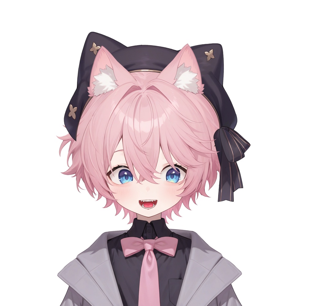 【live2d汎用モデル】粉髪猫耳少年・正太・ベレー帽・多表情対応・VTS対応 | Pink-haired Cat Boy・Shota・Beret・Multi-expression Support・VTS Compatible