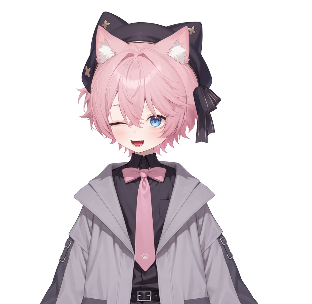 【live2d汎用モデル】粉髪猫耳少年・正太・ベレー帽・多表情対応・VTS対応 | Pink-haired Cat Boy・Shota・Beret・Multi-expression Support・VTS Compatible