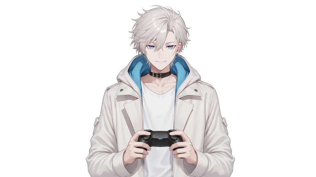 【live2d汎用モデル】白髪・ジャケット・青年・美少年・多表情対応・VTS対応 | White Hair, Jacket, Young Man, Bishonen, Multi-Expression, VTS Compatible