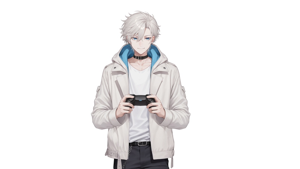 【live2d汎用モデル】白髪・ジャケット・青年・美少年・多表情対応・VTS対応 | White Hair, Jacket, Young Man, Bishonen, Multi-Expression, VTS Compatible