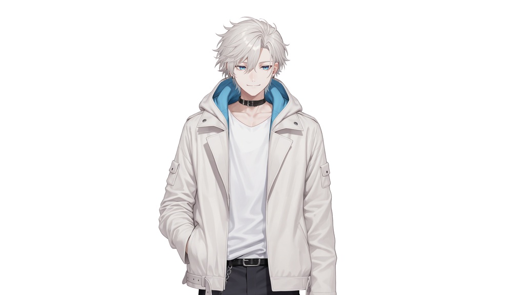【live2d汎用モデル】白髪・ジャケット・青年・美少年・多表情対応・VTS対応 | White Hair, Jacket, Young Man, Bishonen, Multi-Expression, VTS Compatible
