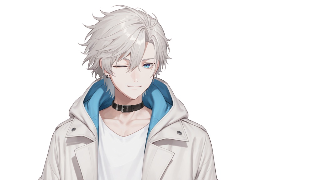 【live2d汎用モデル】白髪・ジャケット・青年・美少年・多表情対応・VTS対応 | White Hair, Jacket, Young Man, Bishonen, Multi-Expression, VTS Compatible