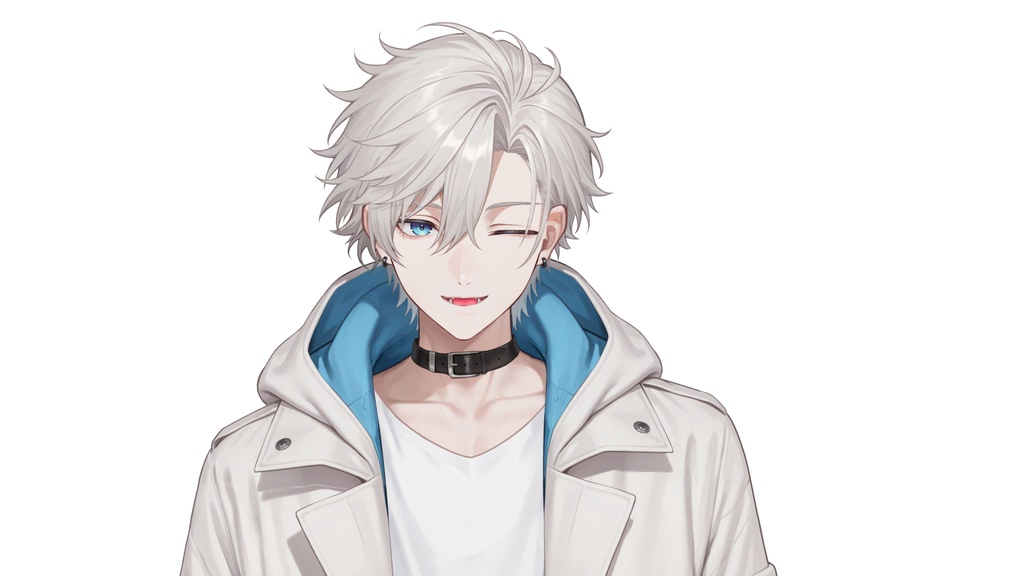 【live2d汎用モデル】白髪・ジャケット・青年・美少年・多表情対応・VTS対応 | White Hair, Jacket, Young Man, Bishonen, Multi-Expression, VTS Compatible