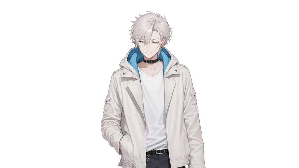 【live2d汎用モデル】白髪・ジャケット・青年・美少年・多表情対応・VTS対応 | White Hair, Jacket, Young Man, Bishonen, Multi-Expression, VTS Compatible