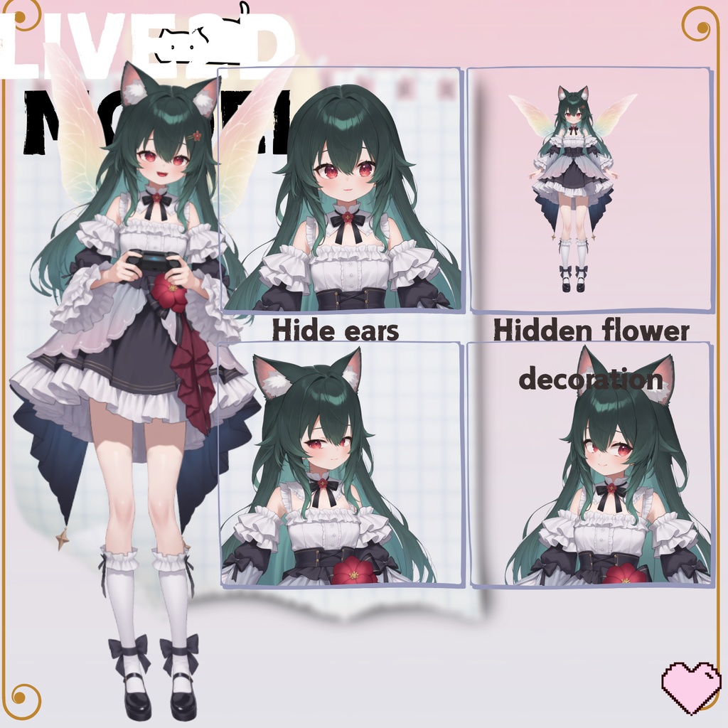 【限定一点】蝶々猫娘 緑髪キャラクター | VTuber専用 1点限り販売