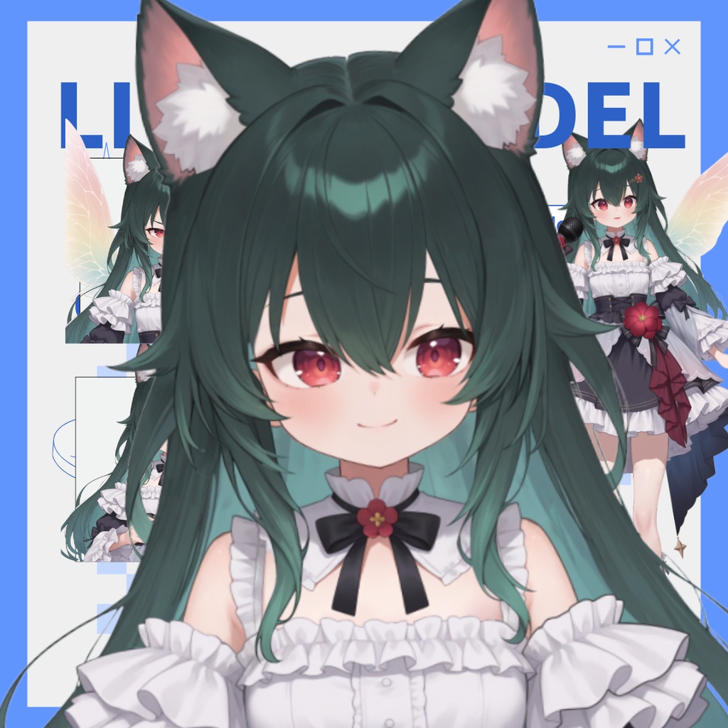 【限定一点】蝶々猫娘 緑髪キャラクター | VTuber専用 1点限り販売