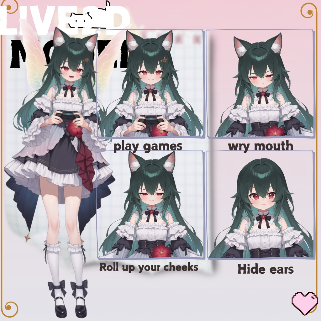 【限定一点】蝶々猫娘 緑髪キャラクター | VTuber専用 1点限り販売