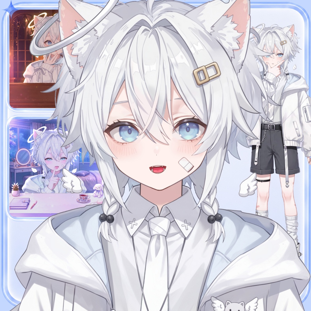 【live2d汎用モデル】天使・白髪・正太・多表情対応・VTS対応 | Angel, White Hair, Shota | Multi-expression | VTS Compatible