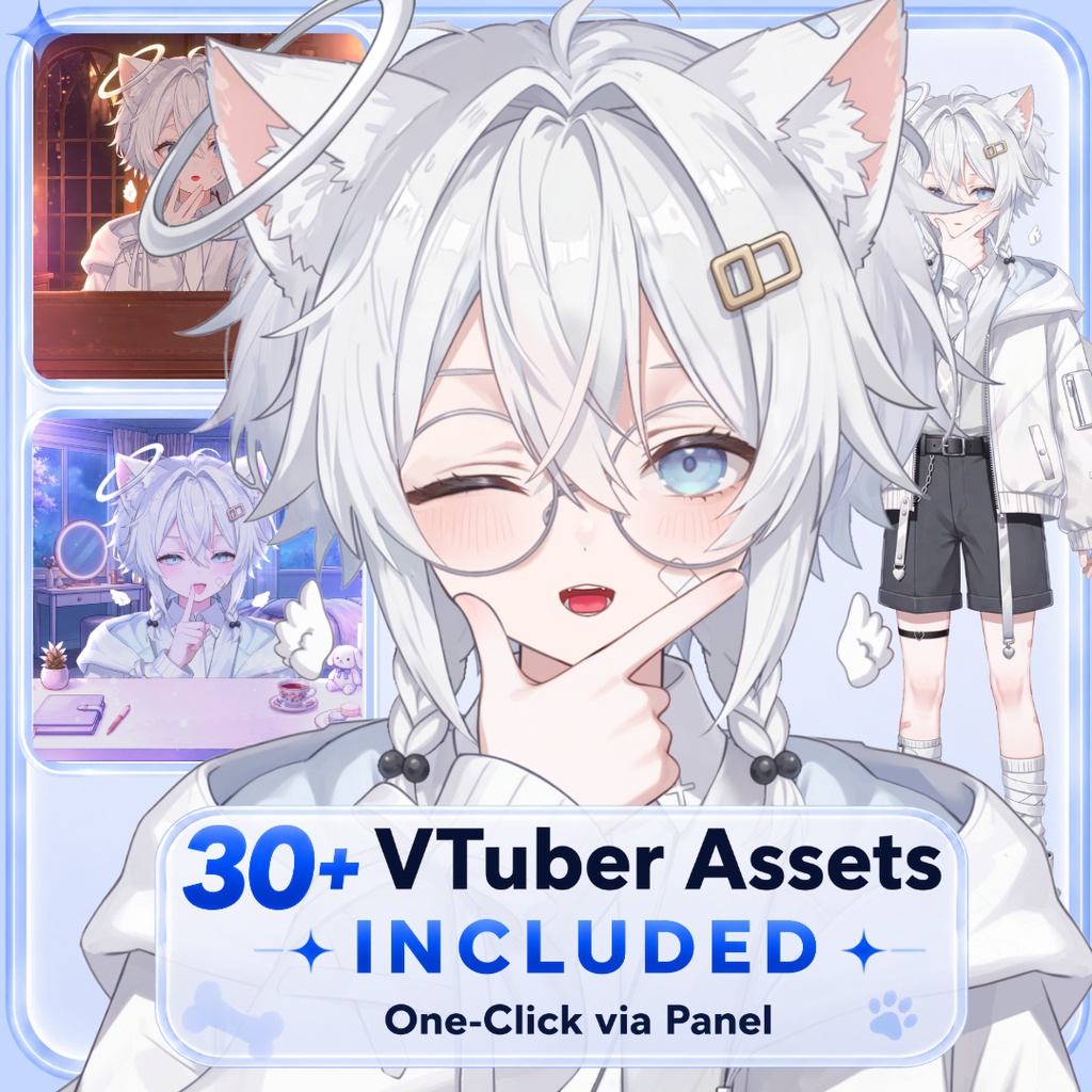 【live2d汎用モデル】天使・白髪・正太・多表情対応・VTS対応 | Angel, White Hair, Shota | Multi-expression | VTS Compatible