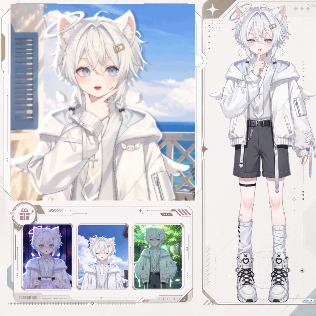 【live2d汎用モデル】天使・白髪・正太・多表情対応・VTS対応 | Angel, White Hair, Shota | Multi-expression | VTS Compatible
