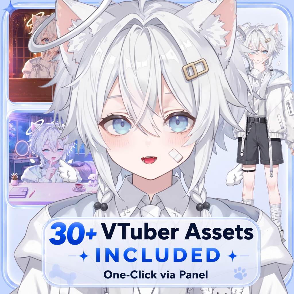 【live2d汎用モデル】天使・白髪・正太・多表情対応・VTS対応 | Angel, White Hair, Shota | Multi-expression | VTS Compatible