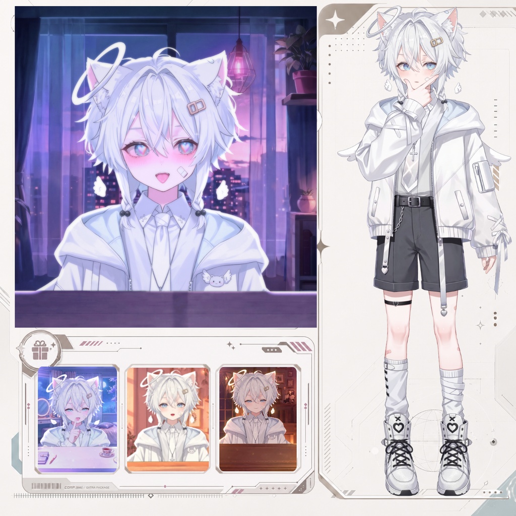 【live2d汎用モデル】天使・白髪・正太・多表情対応・VTS対応 | Angel, White Hair, Shota | Multi-expression | VTS Compatible