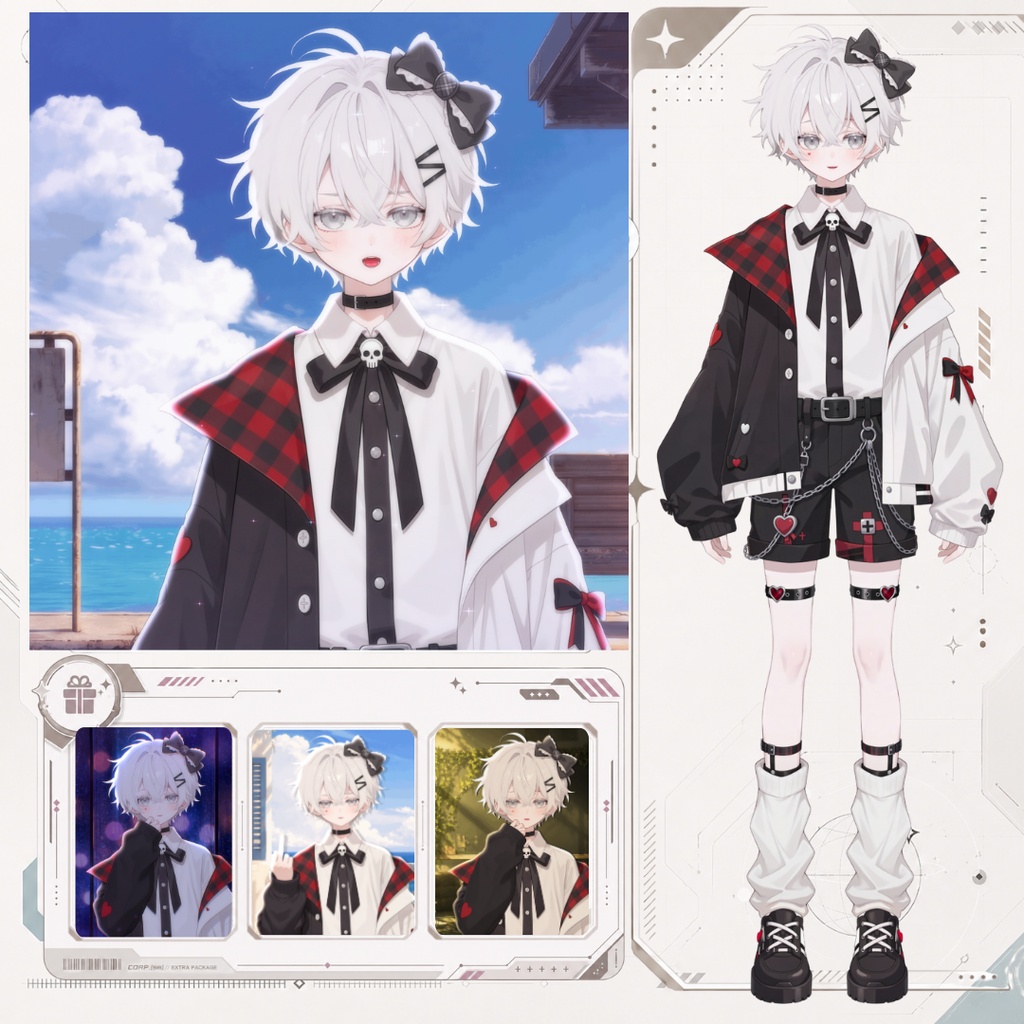 【live2d汎用モデル】白髪・正太・ボウ・可愛い・多表情対応・VTS対応 | White Hair, Shota, Bow, Cute | Multi-expression | VTS Compatible