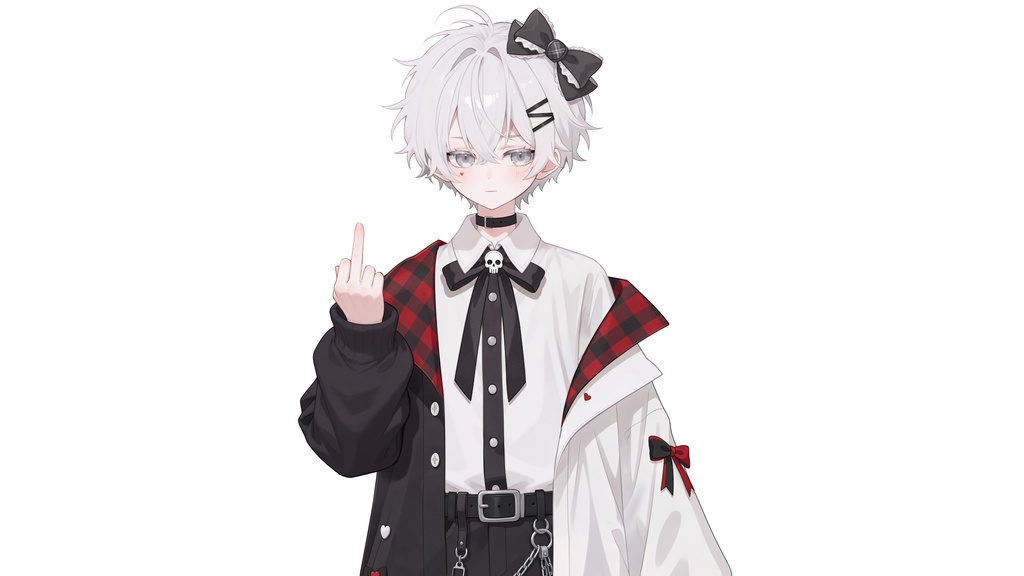 【live2d汎用モデル】白髪・正太・ボウ・可愛い・多表情対応・VTS対応 | White Hair, Shota, Bow, Cute | Multi-expression | VTS Compatible