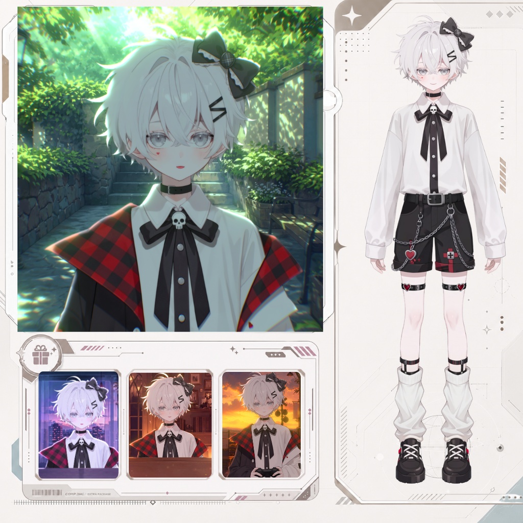 【live2d汎用モデル】白髪・正太・ボウ・可愛い・多表情対応・VTS対応 | White Hair, Shota, Bow, Cute | Multi-expression | VTS Compatible