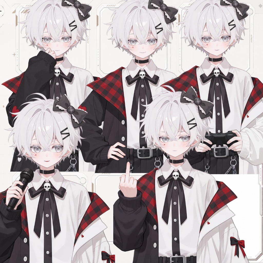 【live2d汎用モデル】白髪・正太・ボウ・可愛い・多表情対応・VTS対応 | White Hair, Shota, Bow, Cute | Multi-expression | VTS Compatible