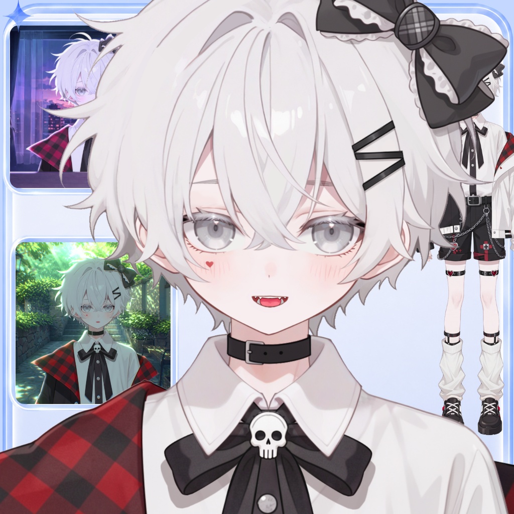 【live2d汎用モデル】白髪・正太・ボウ・可愛い・多表情対応・VTS対応 | White Hair, Shota, Bow, Cute | Multi-expression | VTS Compatible