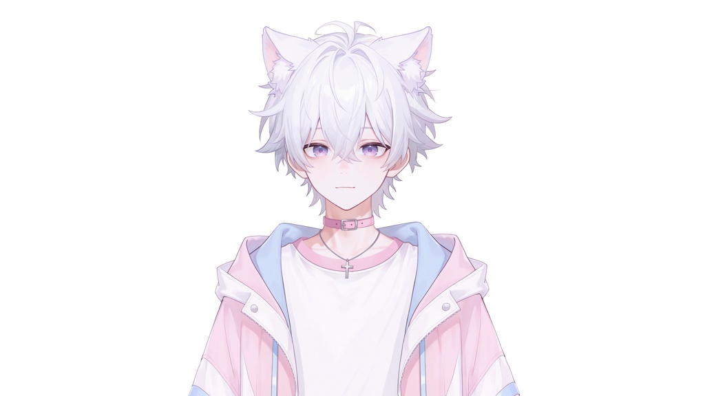 【live2d汎用モデル】白髪少年・猫耳猫尾・多表情対応・VTS対応 | White-haired Boy with Cat Ears & Tail
