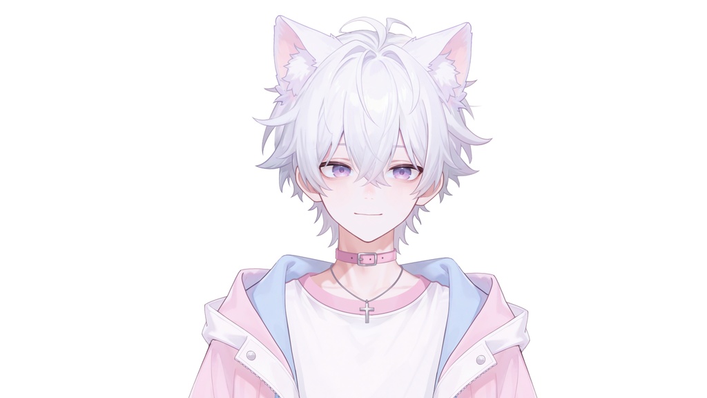 【live2d汎用モデル】白髪少年・猫耳猫尾・多表情対応・VTS対応 | White-haired Boy with Cat Ears & Tail