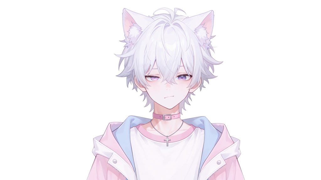 【live2d汎用モデル】白髪少年・猫耳猫尾・多表情対応・VTS対応 | White-haired Boy with Cat Ears & Tail