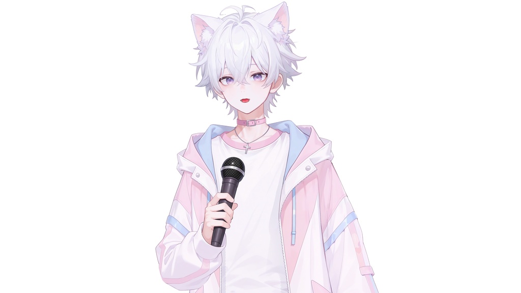 【live2d汎用モデル】白髪少年・猫耳猫尾・多表情対応・VTS対応 | White-haired Boy with Cat Ears & Tail