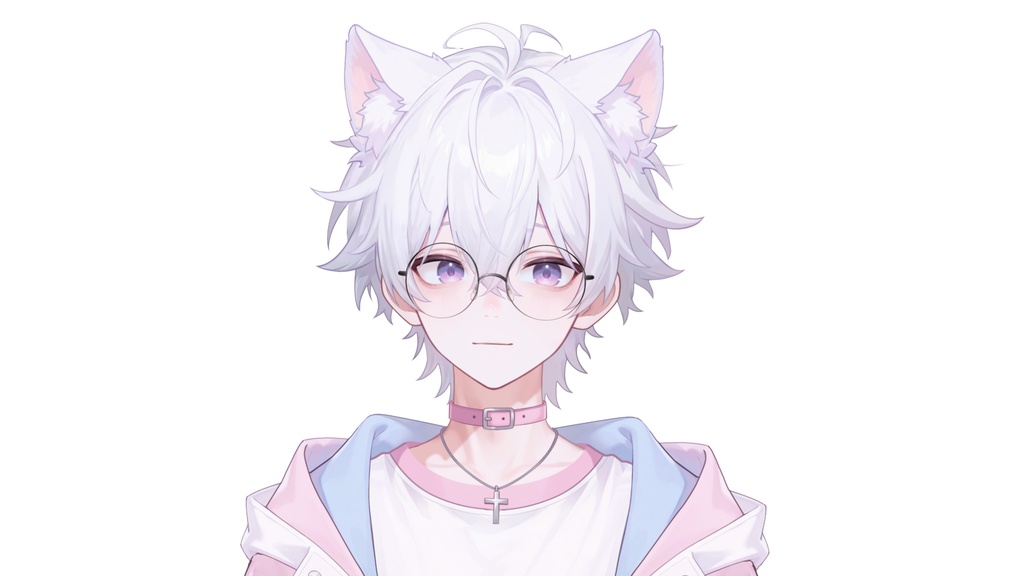 【live2d汎用モデル】白髪少年・猫耳猫尾・多表情対応・VTS対応 | White-haired Boy with Cat Ears & Tail