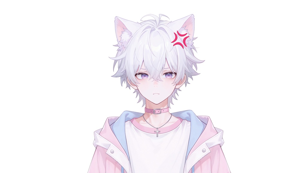 【live2d汎用モデル】白髪少年・猫耳猫尾・多表情対応・VTS対応 | White-haired Boy with Cat Ears & Tail