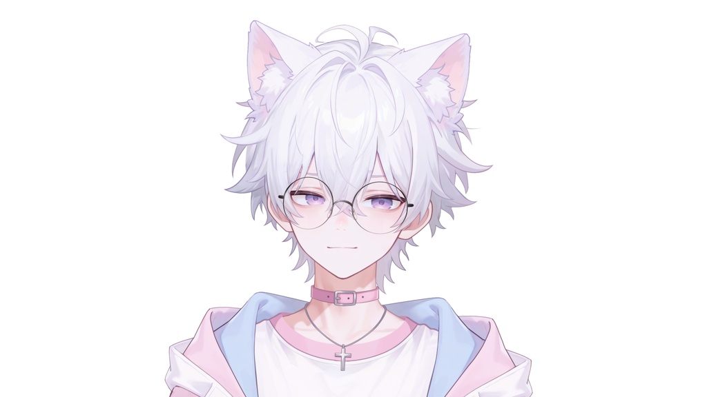 【live2d汎用モデル】白髪少年・猫耳猫尾・多表情対応・VTS対応 | White-haired Boy with Cat Ears & Tail