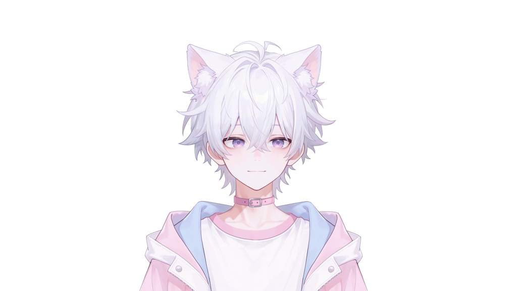 【live2d汎用モデル】白髪少年・猫耳猫尾・多表情対応・VTS対応 | White-haired Boy with Cat Ears & Tail