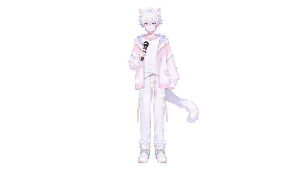 【live2d汎用モデル】白髪少年・猫耳猫尾・多表情対応・VTS対応 | White-haired Boy with Cat Ears & Tail