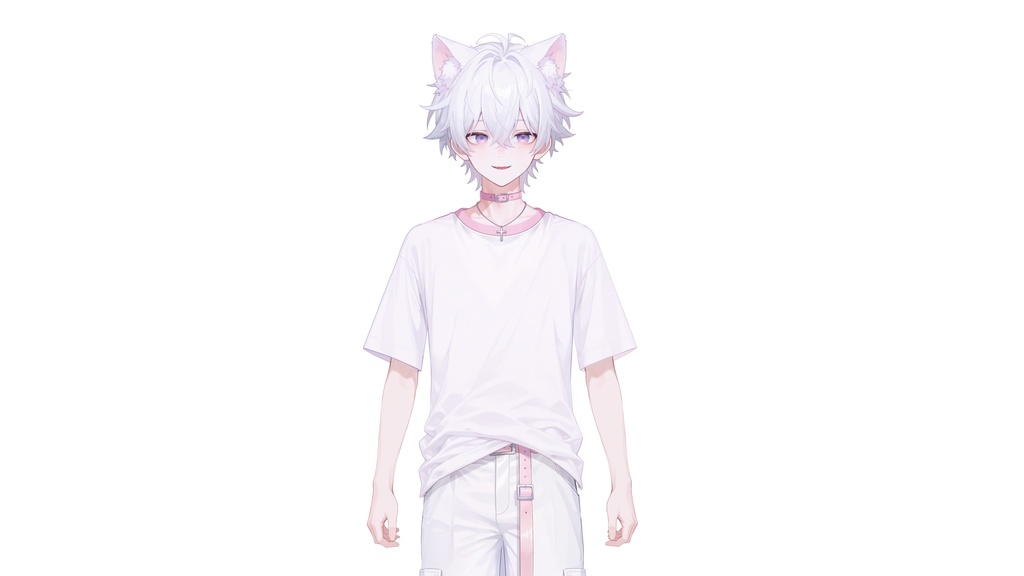 【live2d汎用モデル】白髪少年・猫耳猫尾・多表情対応・VTS対応 | White-haired Boy with Cat Ears & Tail