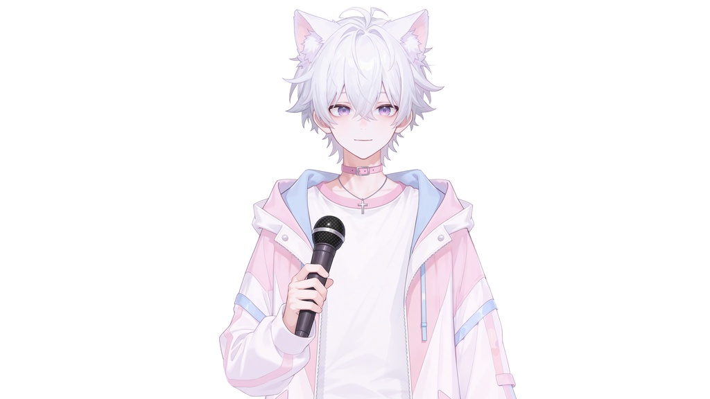 【live2d汎用モデル】白髪少年・猫耳猫尾・多表情対応・VTS対応 | White-haired Boy with Cat Ears & Tail