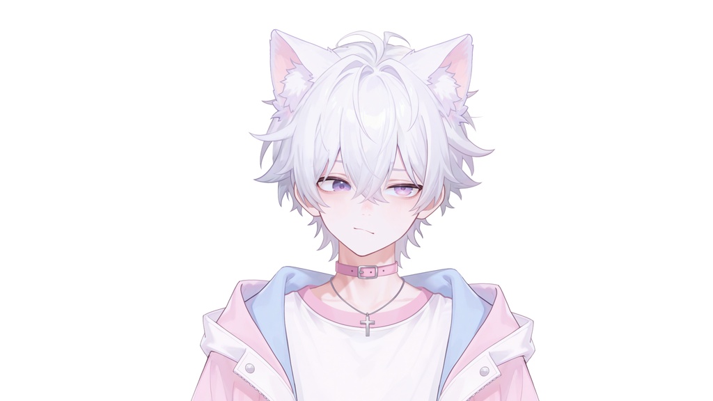 【live2d汎用モデル】白髪少年・猫耳猫尾・多表情対応・VTS対応 | White-haired Boy with Cat Ears & Tail