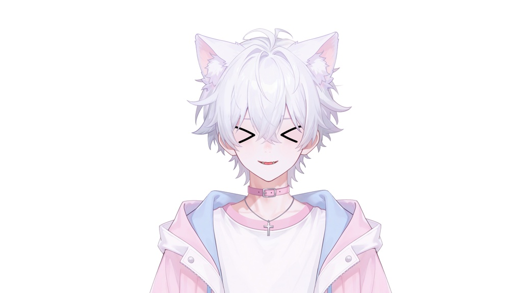 【live2d汎用モデル】白髪少年・猫耳猫尾・多表情対応・VTS対応 | White-haired Boy with Cat Ears & Tail