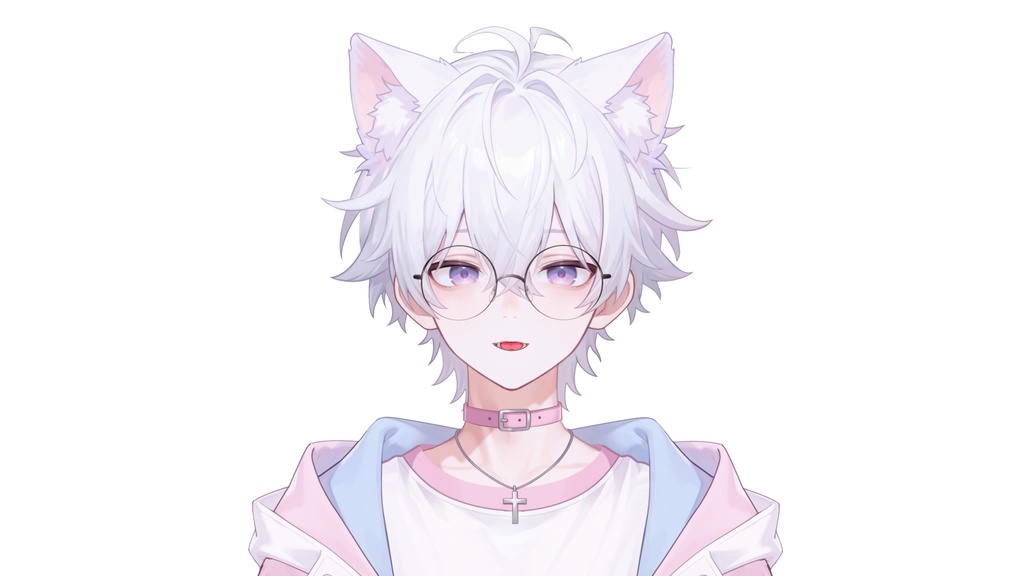【live2d汎用モデル】白髪少年・猫耳猫尾・多表情対応・VTS対応 | White-haired Boy with Cat Ears & Tail