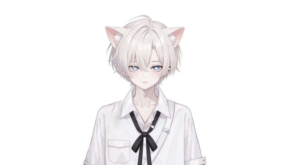 【Live2D汎用モデル】白髪地雷猫男・多表情対応・VTube Studio対応 | White-haired地雷Cat Boy VTuber Model
