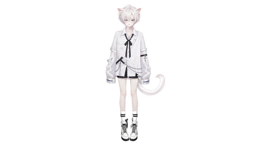 【Live2D汎用モデル】白髪地雷猫男・多表情対応・VTube Studio対応 | White-haired地雷Cat Boy VTuber Model