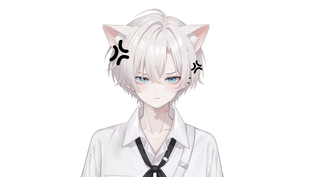 【Live2D汎用モデル】白髪地雷猫男・多表情対応・VTube Studio対応 | White-haired地雷Cat Boy VTuber Model