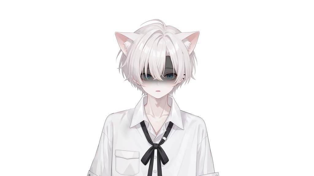 【Live2D汎用モデル】白髪地雷猫男・多表情対応・VTube Studio対応 | White-haired地雷Cat Boy VTuber Model